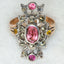 Vintage Victorian-Style Pink Sapphire and Marcasite Ring - 10k Gold