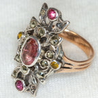 Vintage Victorian-Style Pink Sapphire and Marcasite Ring - 10k Gold