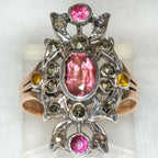 Vintage Victorian-Style Pink Sapphire and Marcasite Ring - 10k Gold