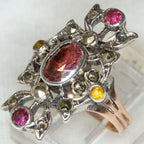 Vintage Victorian-Style Pink Sapphire and Marcasite Ring - 10k Gold