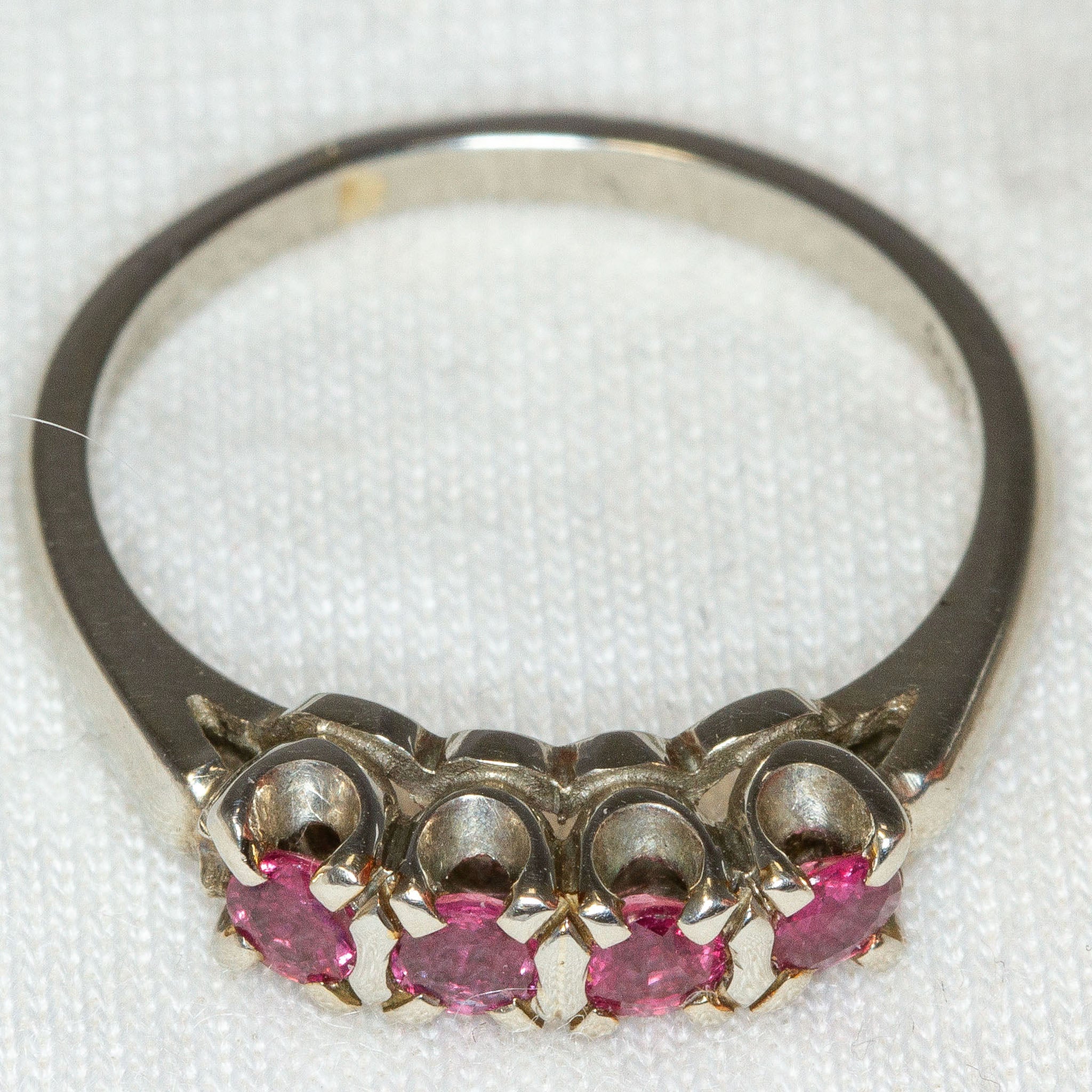 Elegant 18k White Gold Ruby Four-Stone Ring - Size 6 3/4 Main image