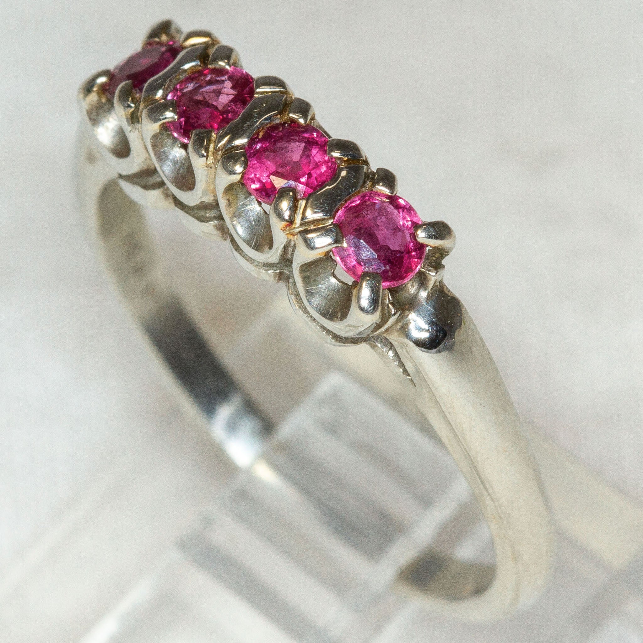 Elegant 18k White Gold Ruby Four-Stone Ring - Size 6 3/4