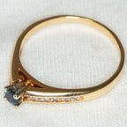 14k Gold Blue Sapphire and Diamond Engagement Ring - Size 7 3/4