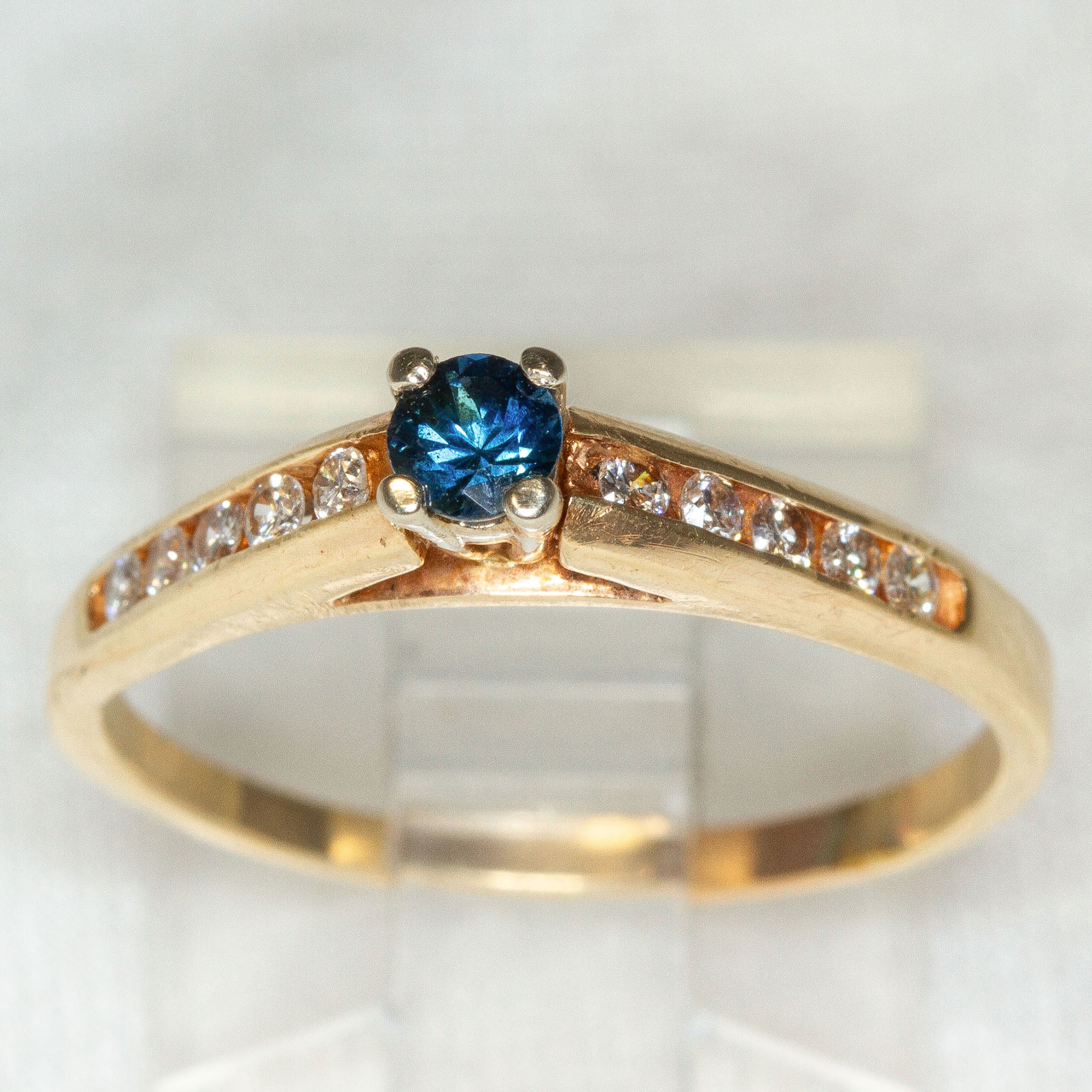 14k Gold Blue Sapphire and Diamond Engagement Ring - Size 7 3/4 Secondary image