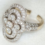 Art Deco Style 14k White Gold Diamond Cluster Ring - Size 7