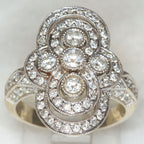 Art Deco Style 14k White Gold Diamond Cluster Ring - Size 7