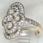 Art Deco Style 14k White Gold Diamond Cluster Ring - Size 7
