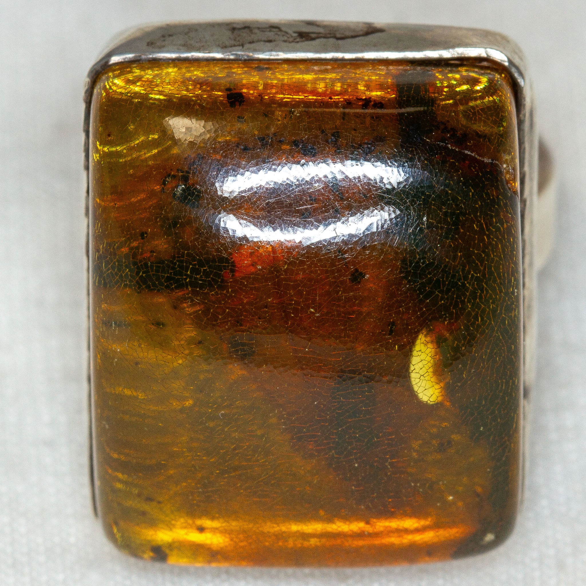 Natural Honey Amber Statement Ring in Sterling Silver Main image