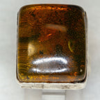 Natural Honey Amber Statement Ring in Sterling Silver