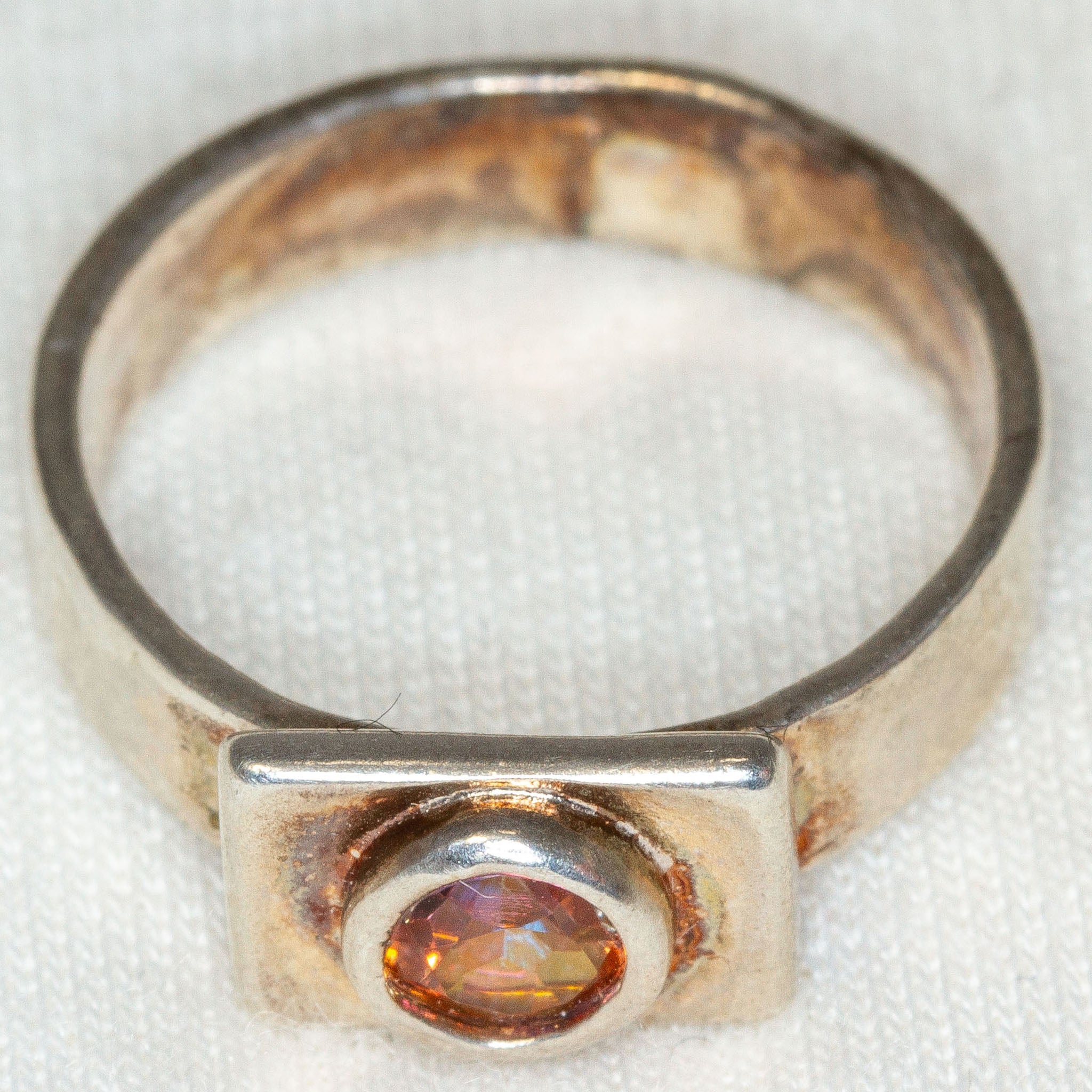 Sophisticated Sterling Silver Ring with Bezel-Set Burnt Orange Topaz - Size 6 1/2 Main image