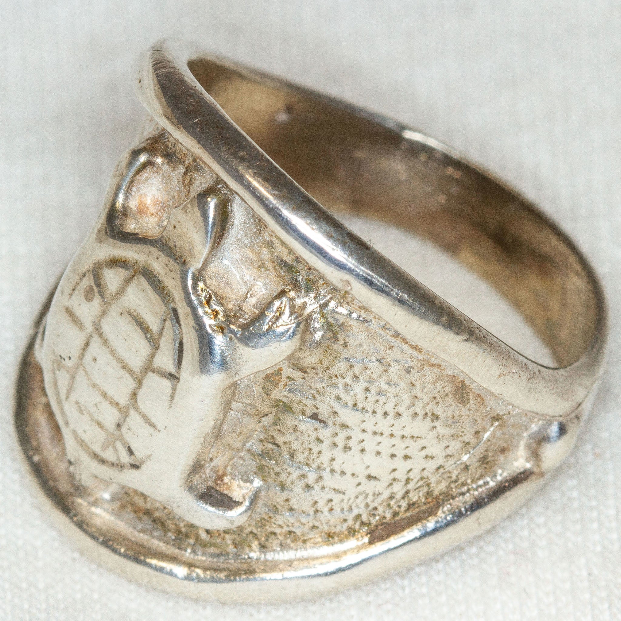 Artisan Sculptural Sterling Silver Turtle Ring - Size 7