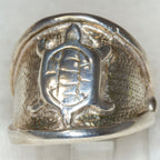 Artisan Sculptural Sterling Silver Turtle Ring - Size 7