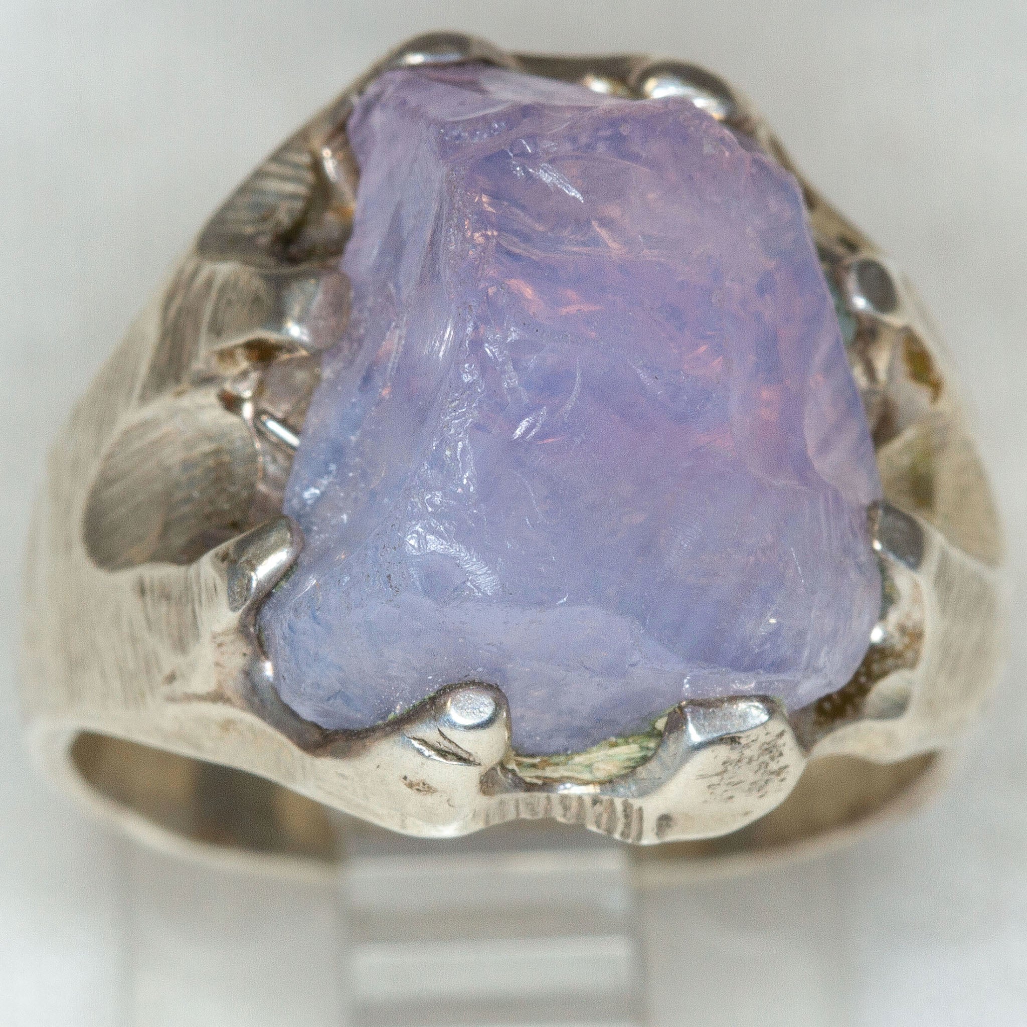 Artisan Sculptural Sterling Silver Lavender Quartz Ring - Size 7 3/4 Secondary image