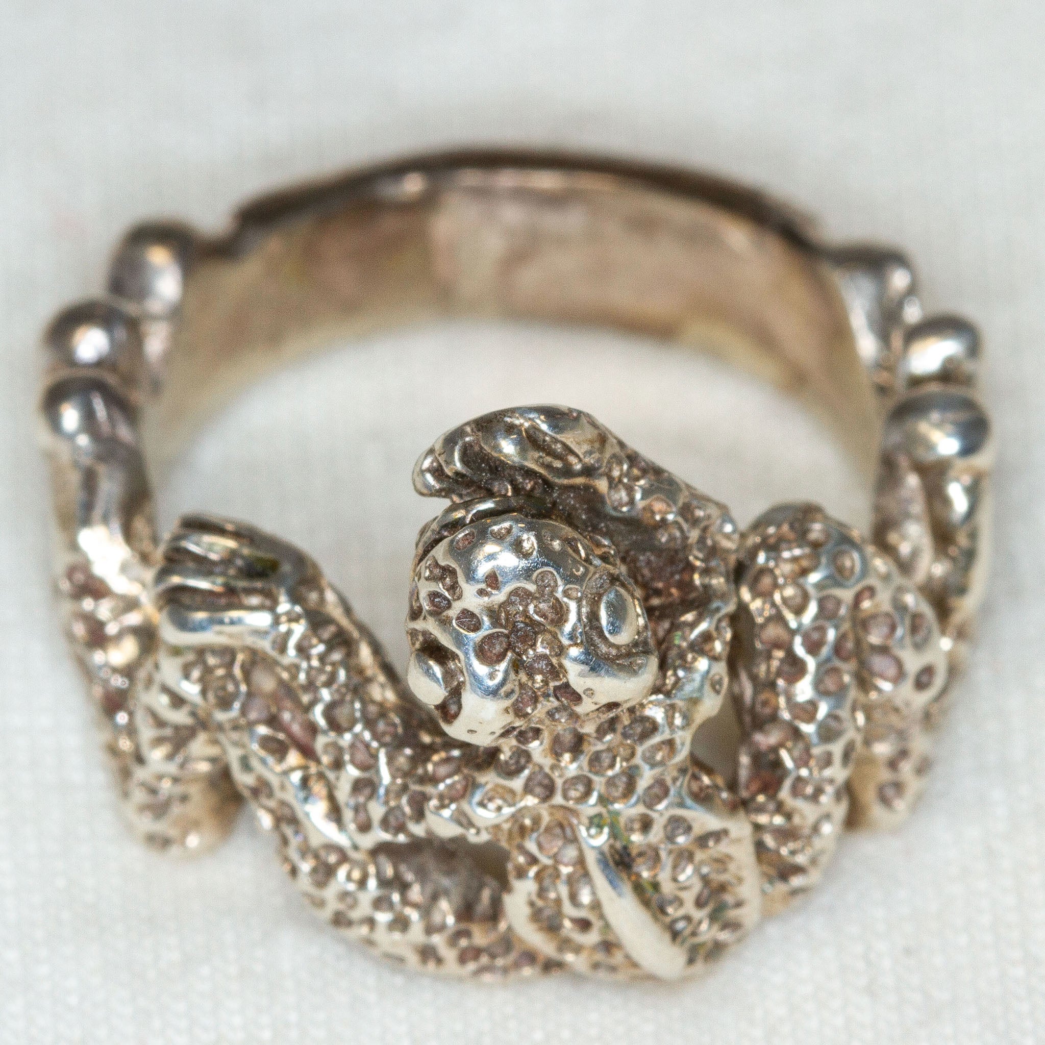 Artisan Sculptural Sterling Silver Frog Ring - Size 9