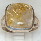Modern Rutilated Quartz Sterling Silver Ring - Size 8