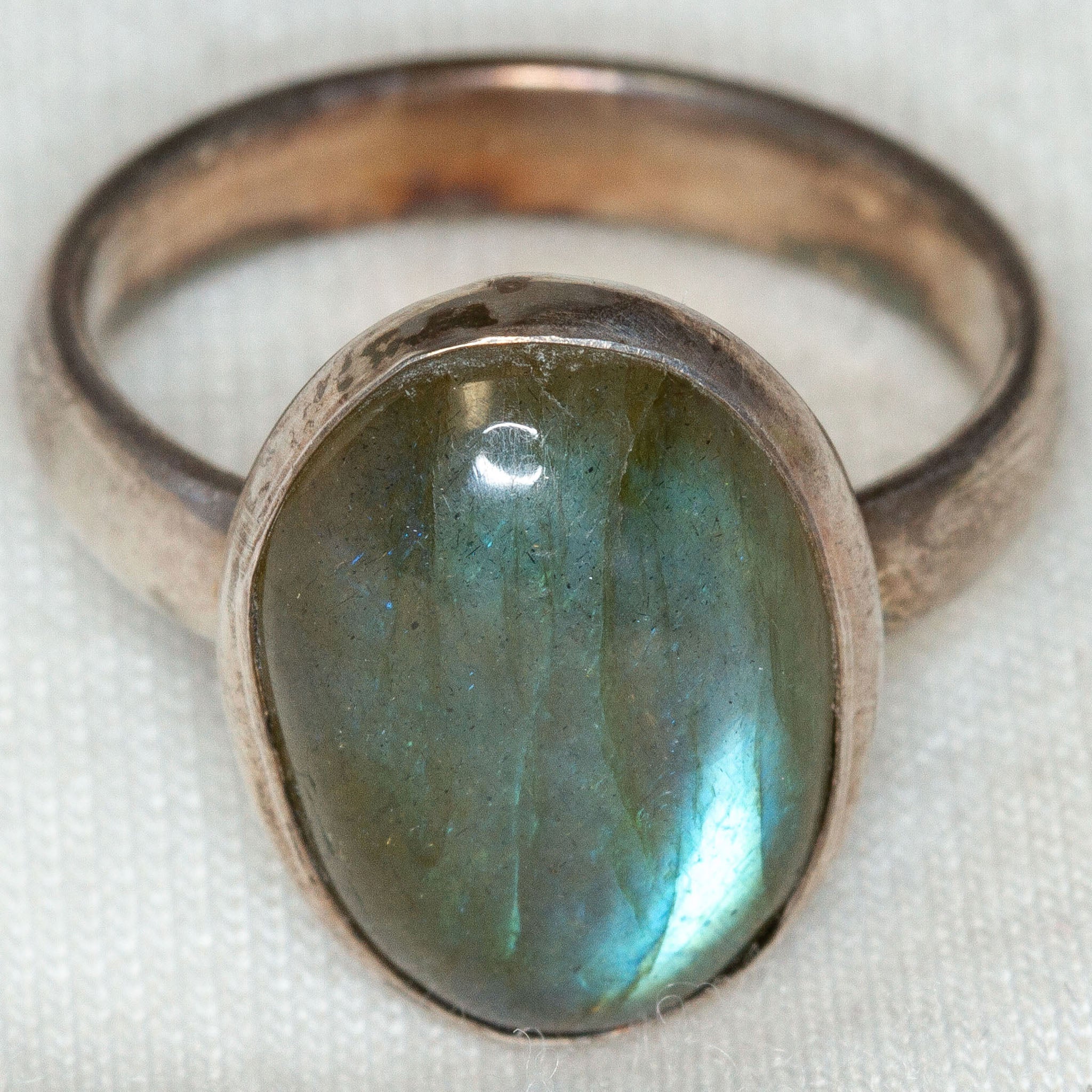 Enchanting Labradorite Sterling Silver Statement Ring - Size 7