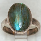 Enchanting Labradorite Sterling Silver Statement Ring - Size 7