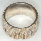 Artisan Cast "Tree Bark" Sterling Silver Band - 13mm Wide