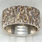 Artisan Cast "Tree Bark" Sterling Silver Band - 13mm Wide