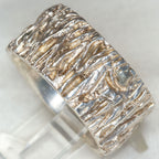 Artisan Cast "Tree Bark" Sterling Silver Band - 13mm Wide