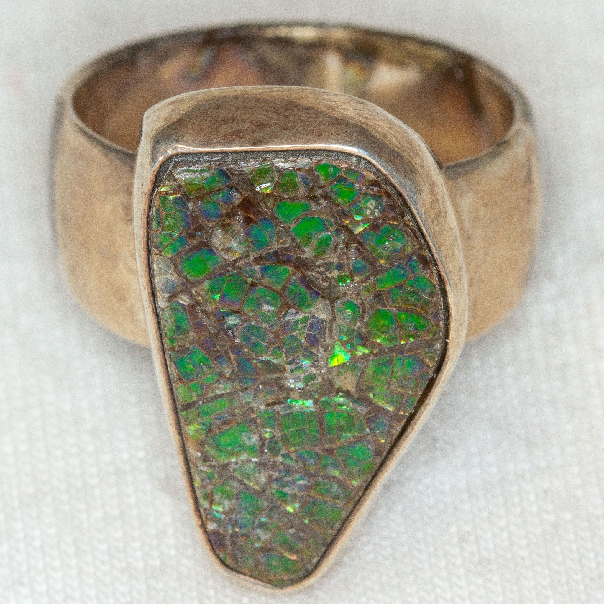 Artisan Sterling Silver Free-Form Ammolite Statement Ring - Size 7 1/2 Main image
