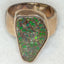 Artisan Sterling Silver Free-Form Ammolite Statement Ring - Size 7 1/2