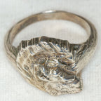 Artisan Howling Wolf Sterling Silver Statement Ring - Size 10