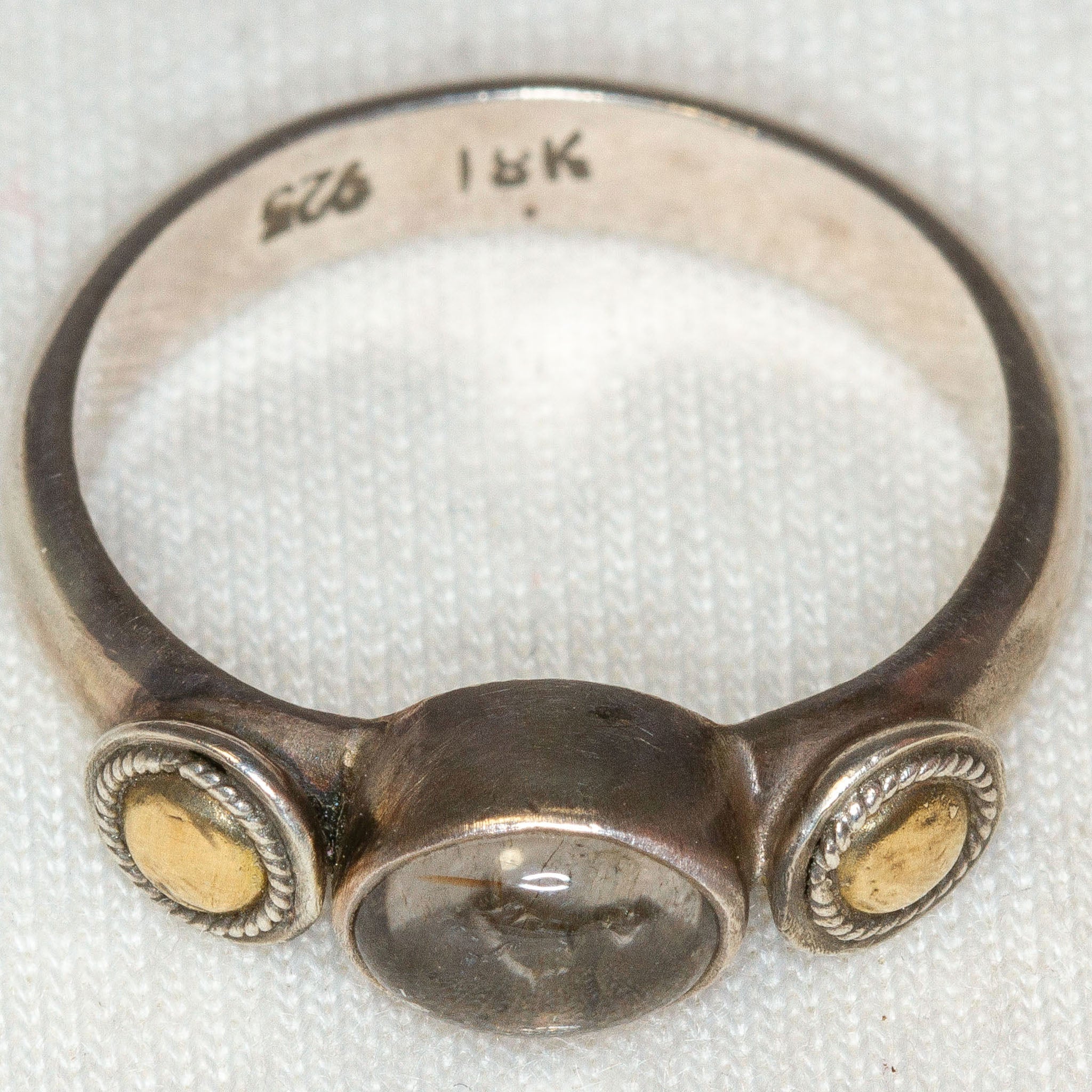 Two-Tone Sterling Silver and 18k Gold Tourmaline Ring - Size 6