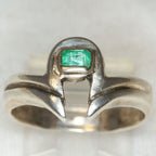 Modern Sterling Silver Rectangle Tourmaline Ring - Size 8 1/2
