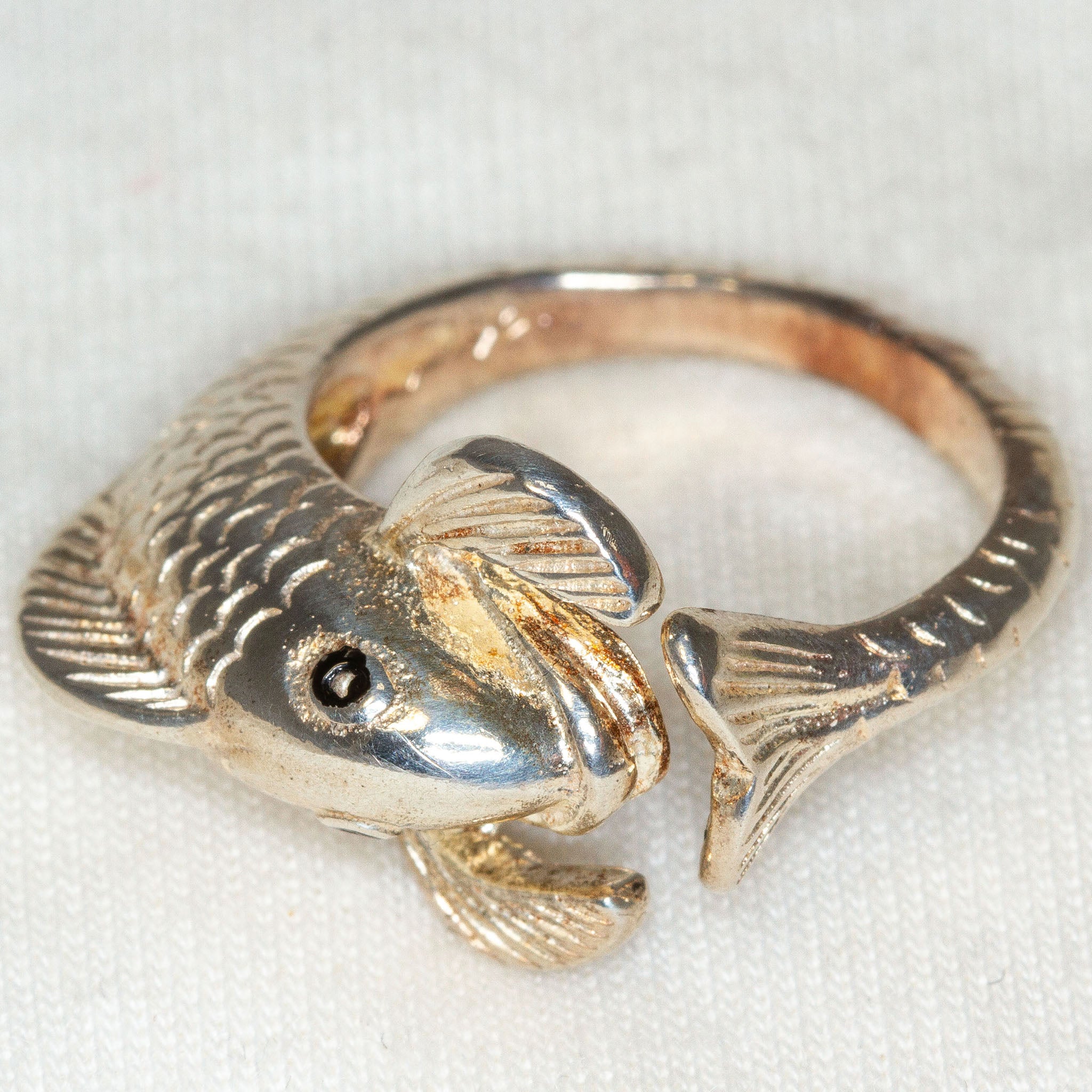 Whimsical Koi Fish Sterling Silver Wrap Ring - Size 7 Main image