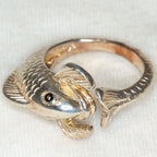 Whimsical Koi Fish Sterling Silver Wrap Ring - Size 7