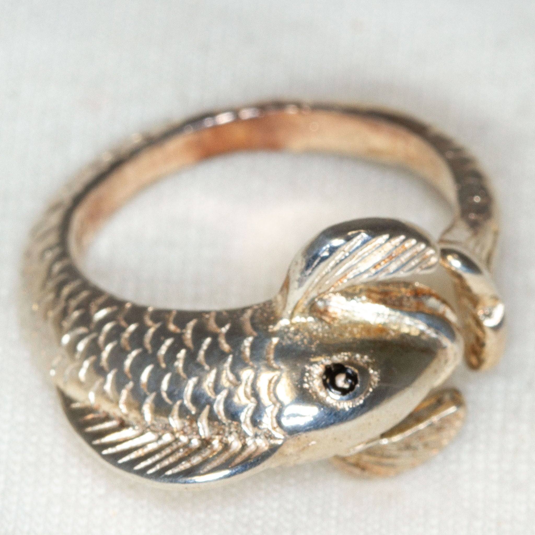 Whimsical Koi Fish Sterling Silver Wrap Ring - Size 7