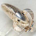 Whimsical Koi Fish Sterling Silver Wrap Ring - Size 7