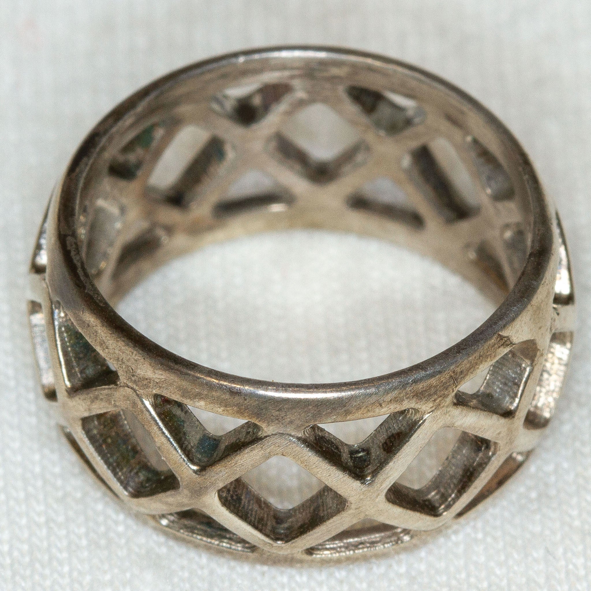 925 Sterling Silver Lattice Band - Size 4