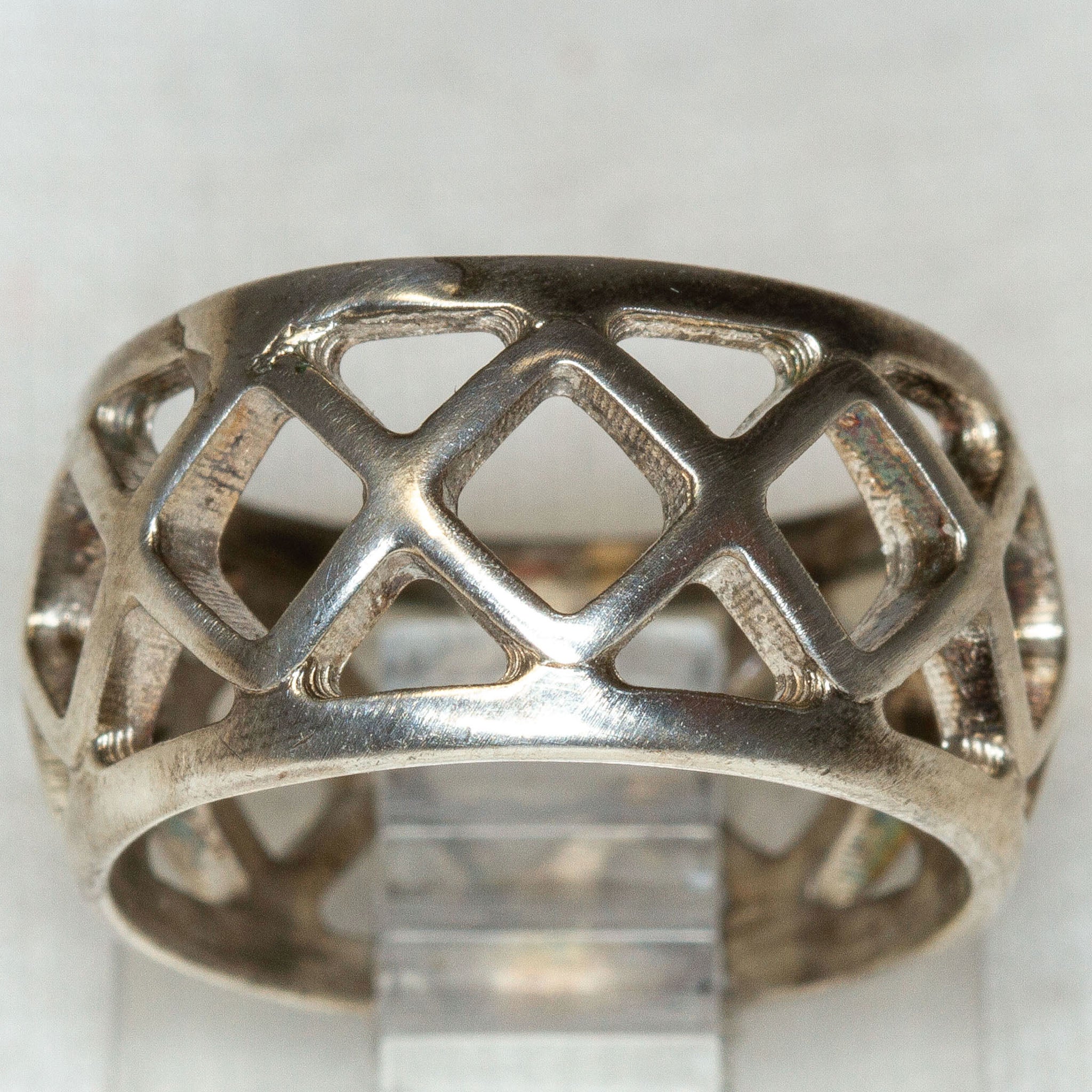 925 Sterling Silver Lattice Band - Size 4
