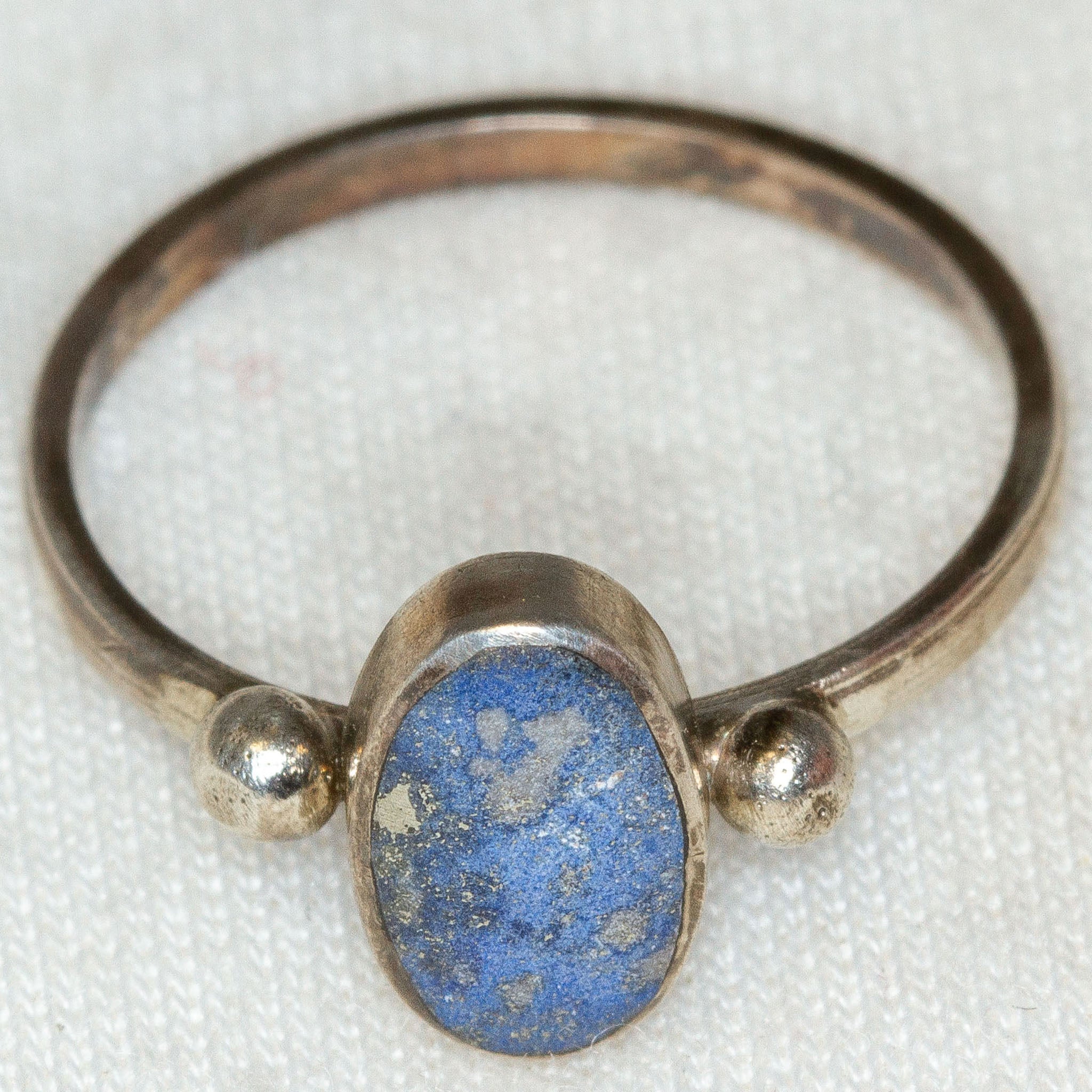 Elegant Lapis Lazuli Sterling Silver Bezel Ring - Size 6.25