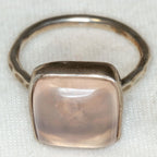 Artisan Hammered Sterling Silver Rose Quartz Statement Ring - Size 7