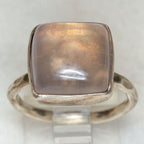 Artisan Hammered Sterling Silver Rose Quartz Statement Ring - Size 7