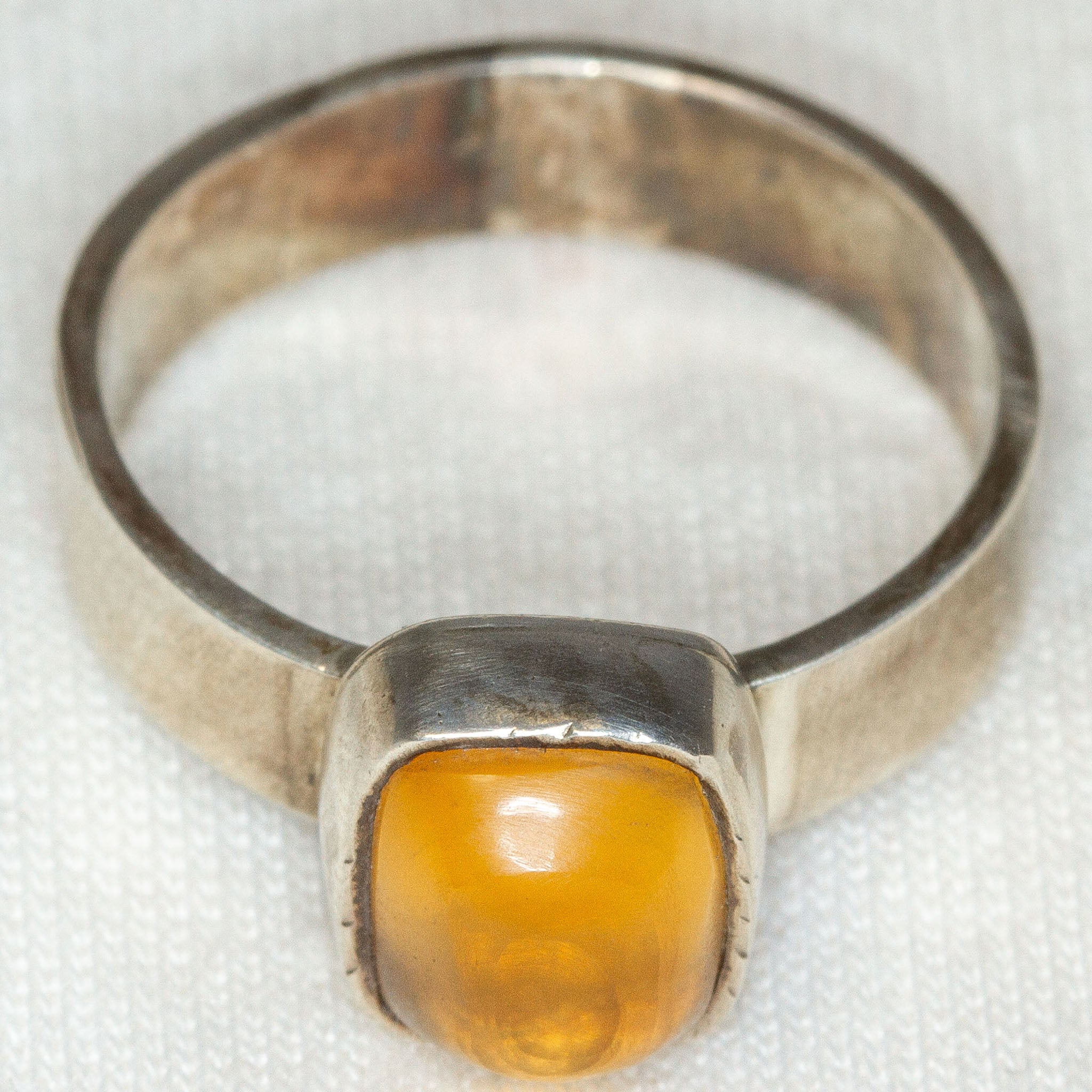 Artisan 925 Sterling Silver Citrine Bezel-Set Ring - Size 7 1/4