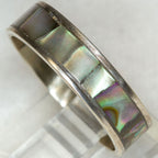 Artisan 925 Sterling Silver Inlaid Paua Shell Band - Size 8