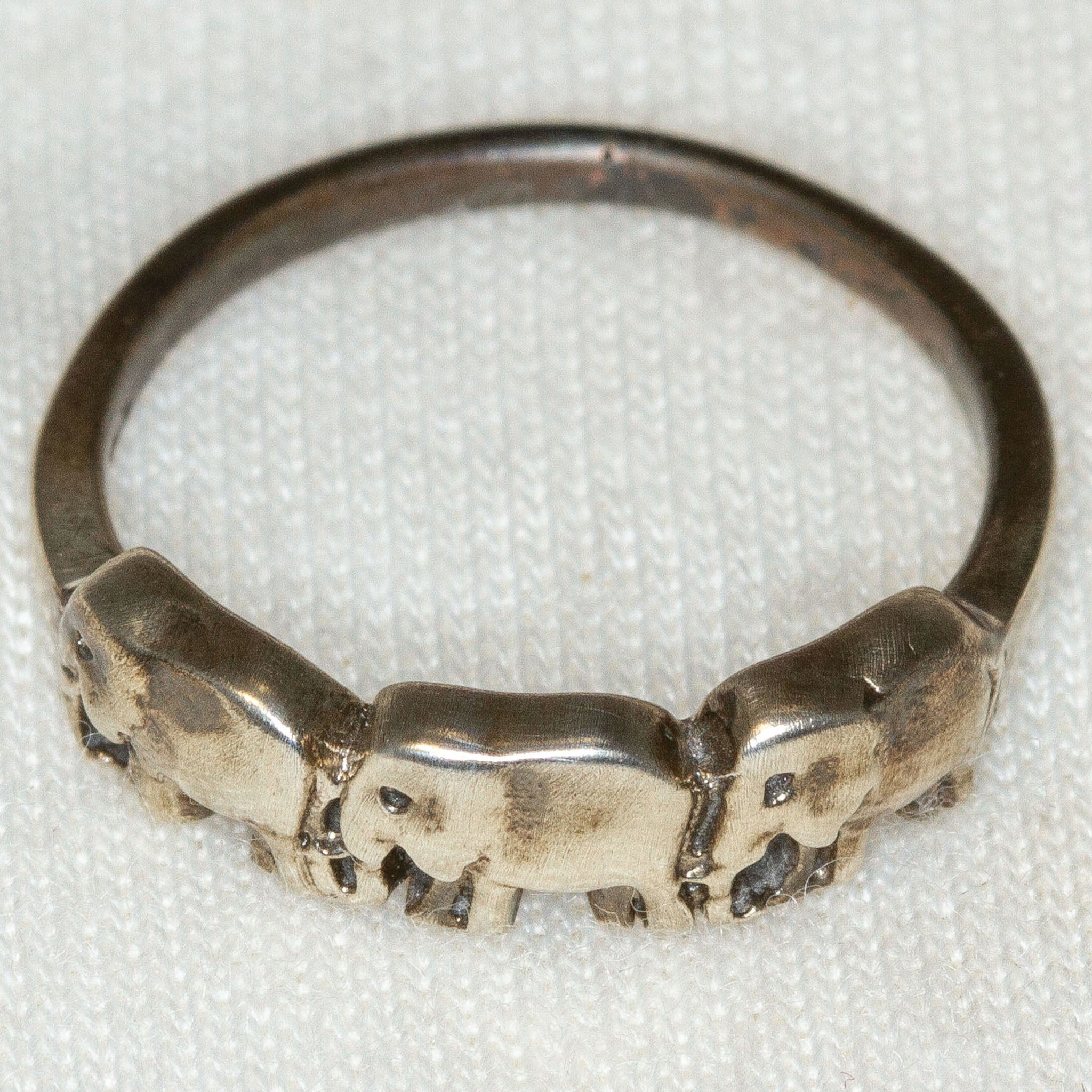 Three Elephant Parade Sterling Silver Ring - Size 3.5