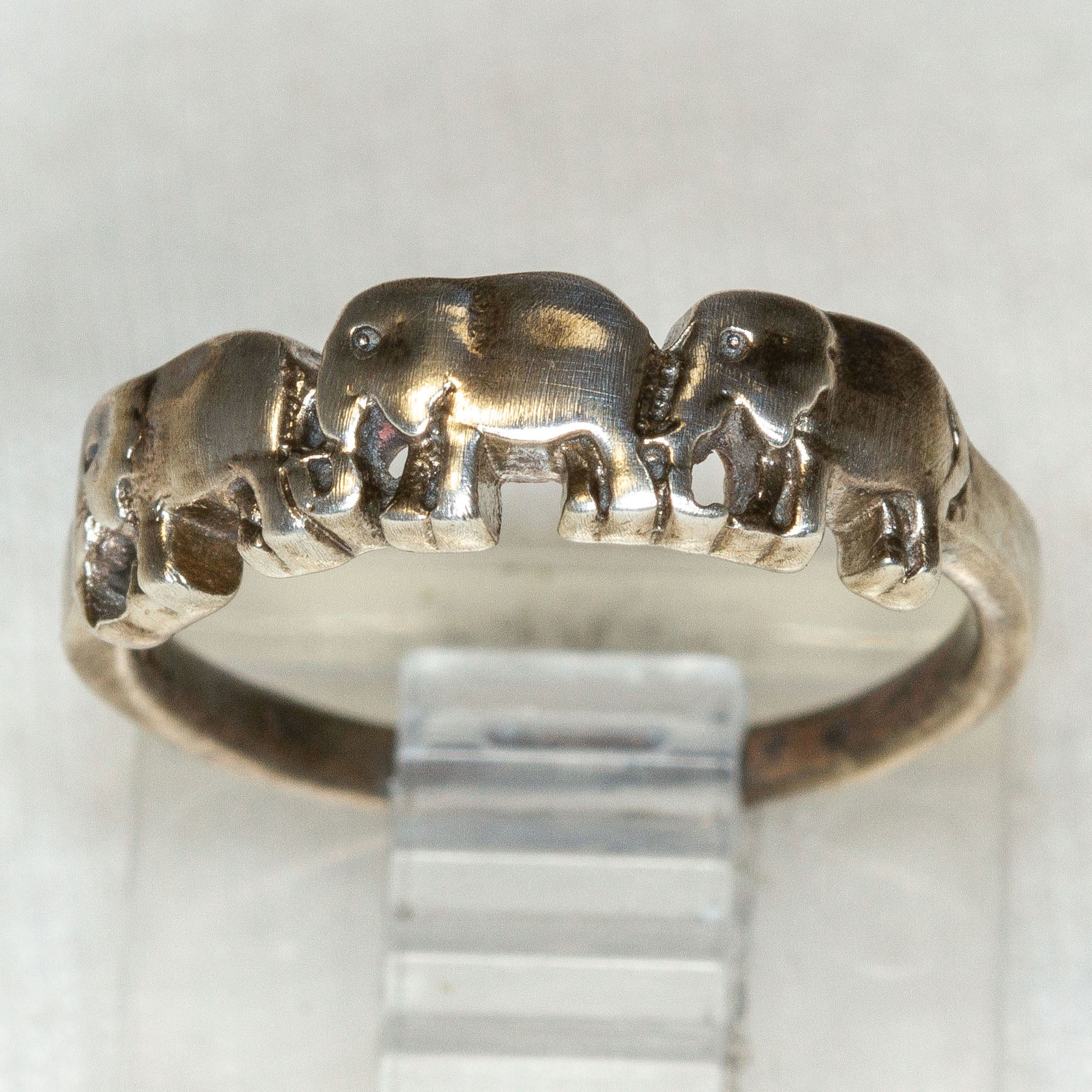 Three Elephant Parade Sterling Silver Ring - Size 3.5