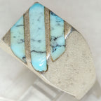 Southwestern Style Sterling Silver Inlay Ring - Size 10