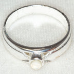 Dainty Rhodium-Plated Sterling Silver Moonstone Ring - Size 6