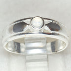Dainty Rhodium-Plated Sterling Silver Moonstone Ring - Size 6