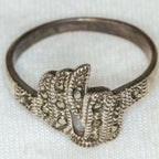 Artisan 925 Silver Marcasite Swirl Ring - Size 8