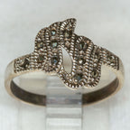 Artisan 925 Silver Marcasite Swirl Ring - Size 8
