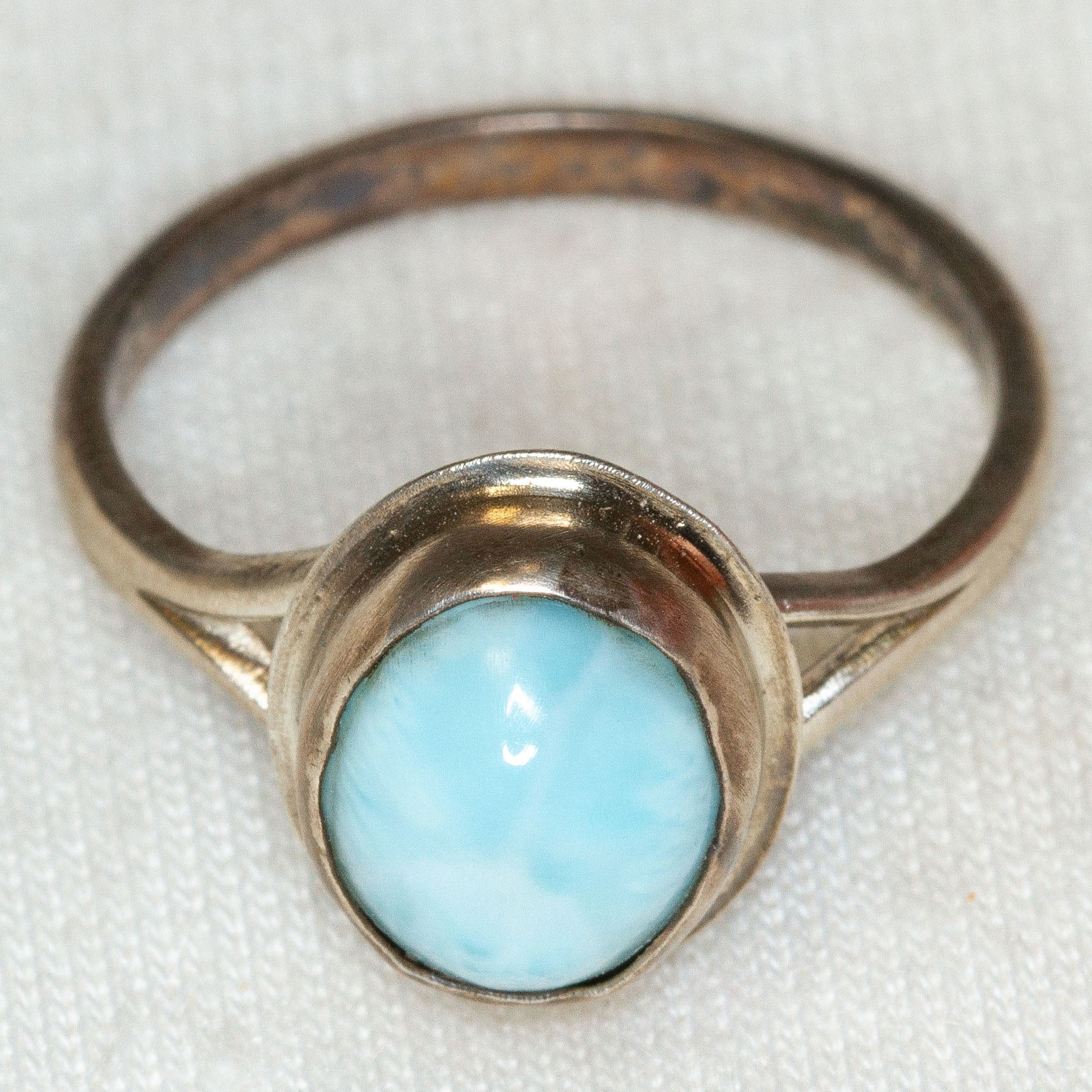 Vintage 925 Silver Larimar Bezel Ring - Size 6.5 Main image