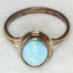 Vintage 925 Silver Larimar Bezel Ring - Size 6.5