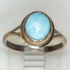 Vintage 925 Silver Larimar Bezel Ring - Size 6.5